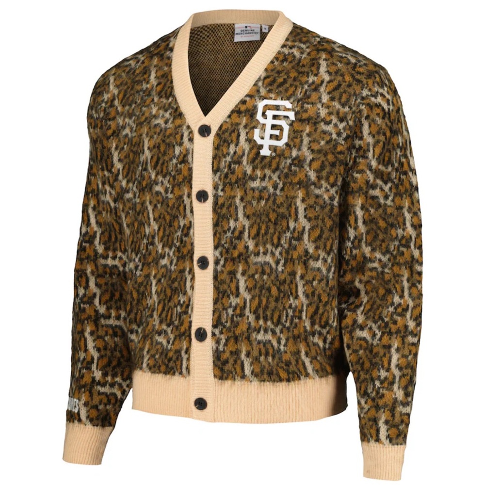 Brown and Cream Cardigan with Logo